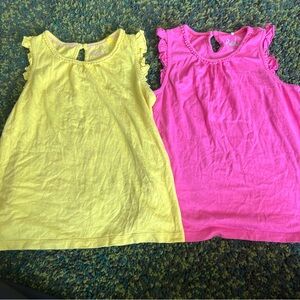 Mini Boden Yellow and Pink Ruffle Sleeve Tops